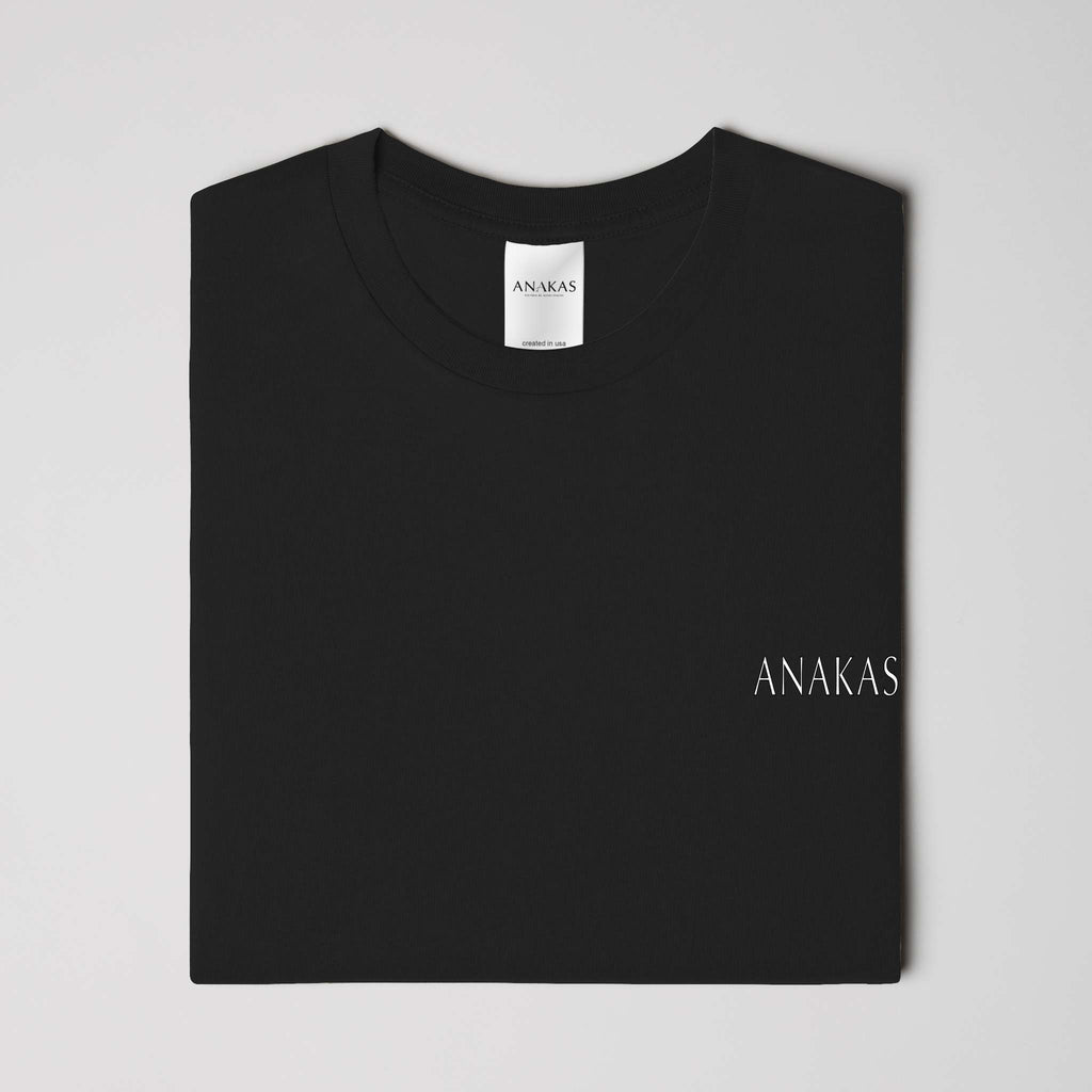 ANAKAS Heavyweight Tee in Black, folded view