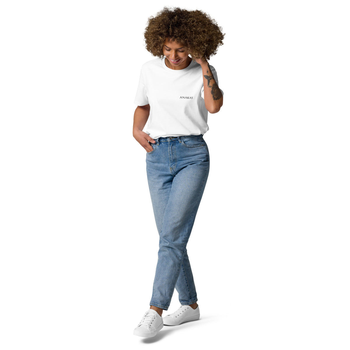 ANAKAS Essential Tee in White, woman2 front view