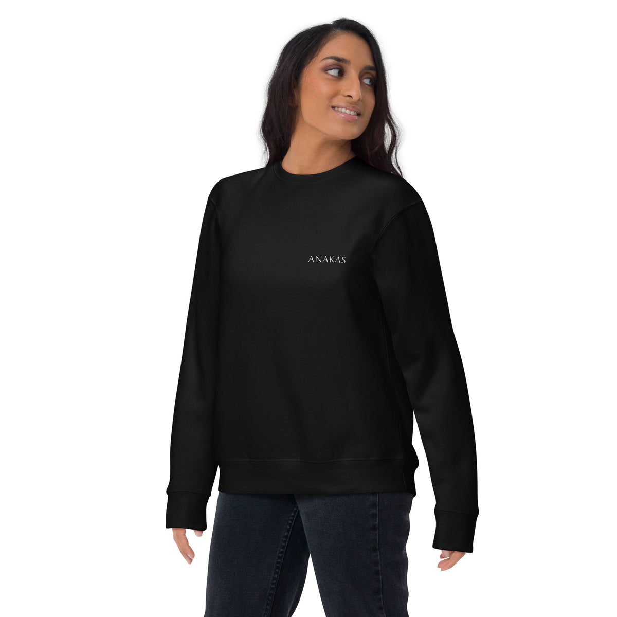 ANAKAS Essential Crewneck in Black, woman2 front view