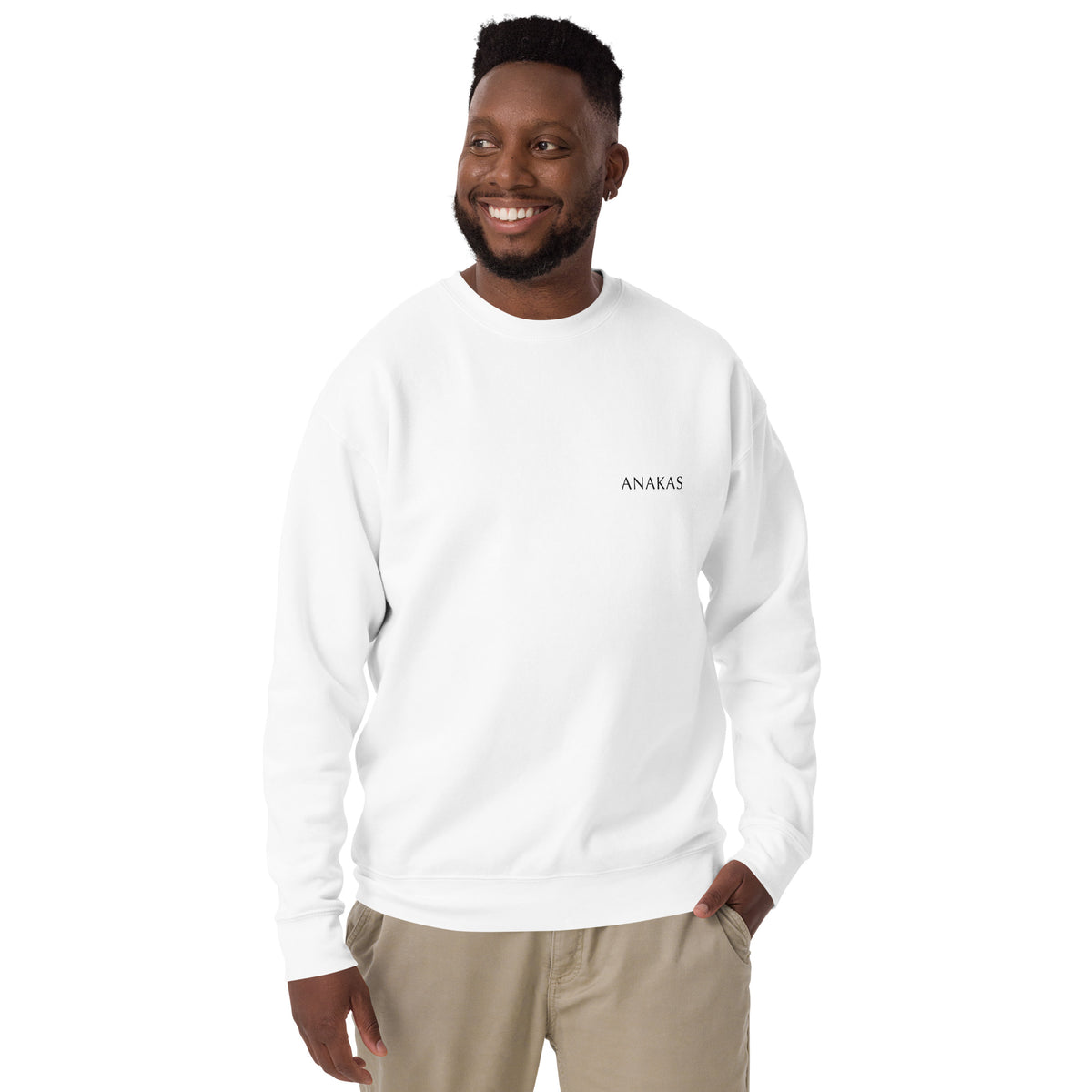 ANAKAS Essential Crewneck in White, man2 front view