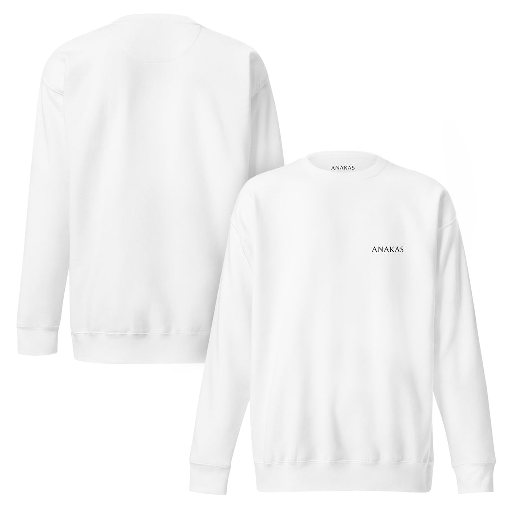 ANAKAS Essential Crewneck in White, front and back view
